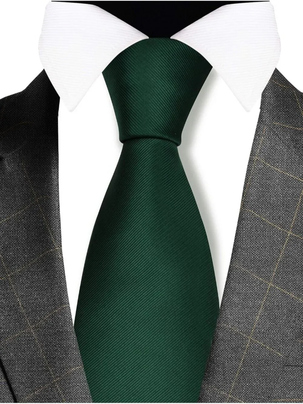 Men's Olive Solid Twill Textured Woven Silk Formal Necktie For Wedding Dress
